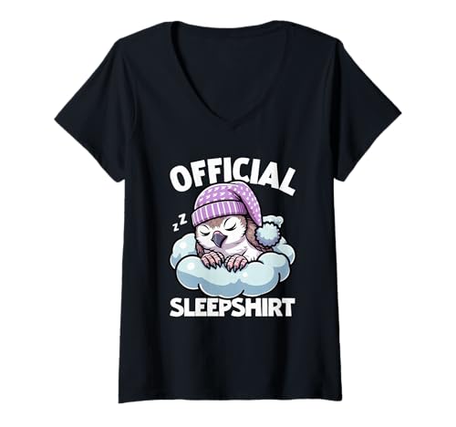 Damen Offizielles Sleepshirt Falcon Bedtime Sleepyhead Pyjama T-Shirt mit V-Ausschnitt von Official Sleepshirt Lazy Animals Sleepwear Pajamas