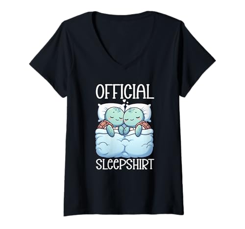 Damen Offizielles Sleepshirt Sea Turtle Pyjama Sarcasm Nachtwäsche T-Shirt mit V-Ausschnitt von Official Sleepshirt Lazy Animals Sleepwear Pajamas
