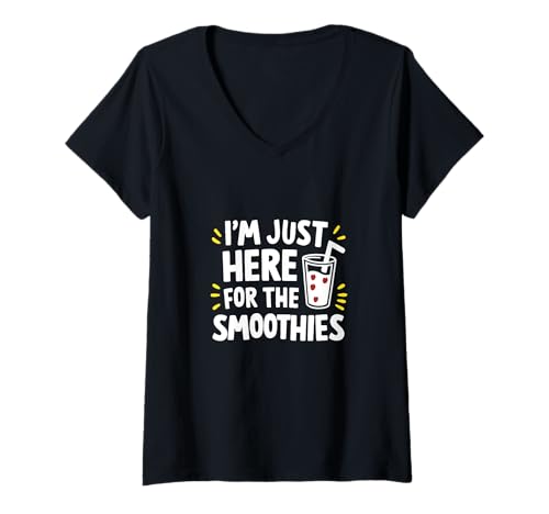 Damen Ich Bin nur wegen den Smoothies Hier T-Shirt mit V-Ausschnitt Damen Ich Bin nur wegen den Smoothies Hier T-Shirt mit V-Ausschnitt von Official Smoothie Recipe Co