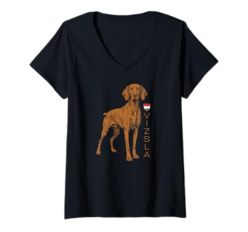Damen Vizsla Dog Lover - Ungarische Flagge Doggo Vizsla Mama Papa T-Shirt mit V-Ausschnitt Damen Vizsla Dog Lover - Ungarische Flagge Doggo Vizsla Mama Papa T-Shirt mit V-Ausschnitt von Official Vizsla Gifts & Gear