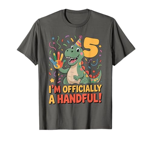 I'm Officially A Handful Funny 5th Birthday Kids Dinosaurier T-Shirt I'm Officially A Handful Funny 5th Birthday Kids Dinosaurier T-Shirt von Officially A Handful Dinosaur Tees