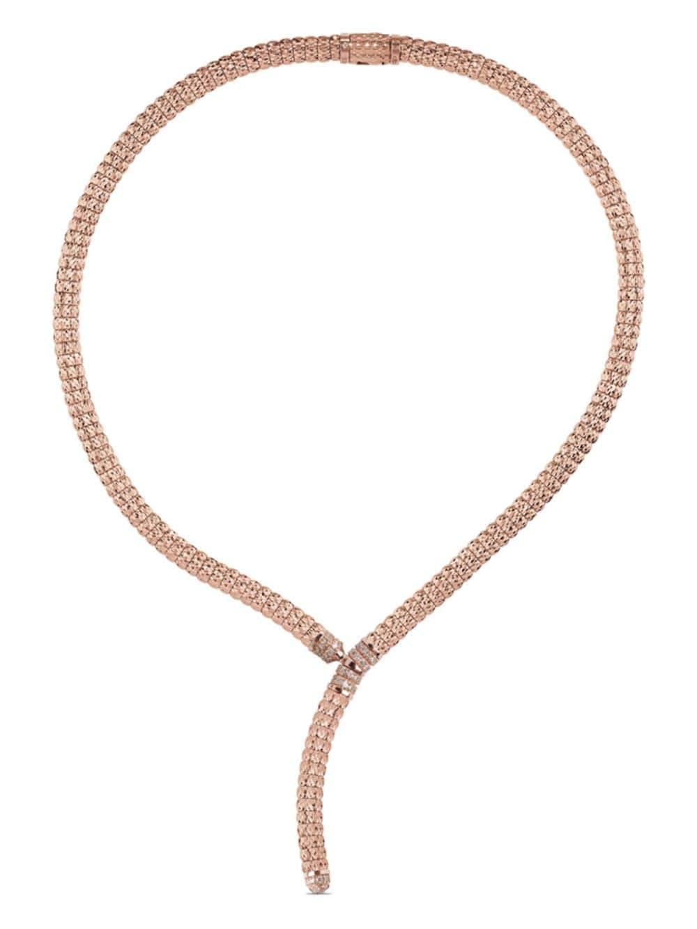 Officina Bernardi 18kt Enigma Y Rotgoldhalskette mit Diamanten - Rosa von Officina Bernardi