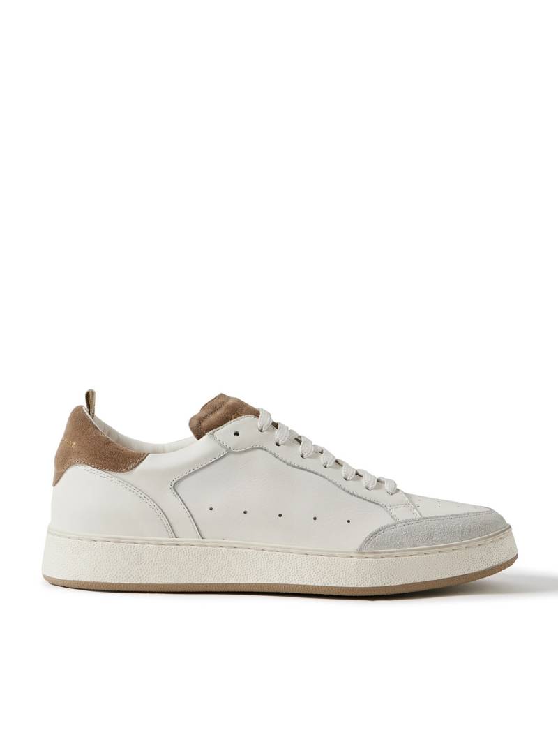 Officine Creative - The Answer 001 Distressed Suede-Trimmed Leather Sneakers - Men - White - EU 40.5 von Officine Creative