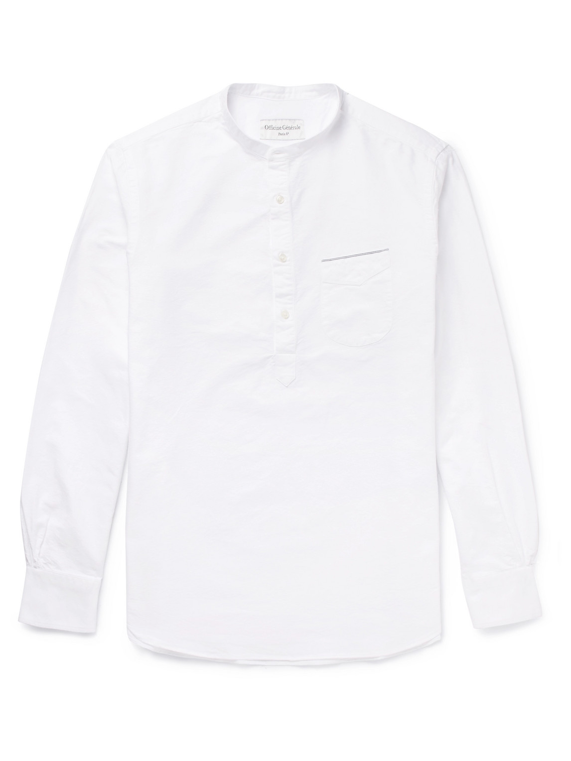 Officine Générale - Auguste Grandad-Collar Cotton Oxford Shirt - Men - White - S von Officine Générale