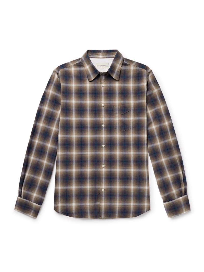 Officine Générale - Benoit Checked Cotton-Flannel Shirt - Men - Brown - XXL von Officine Générale
