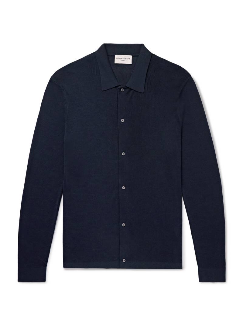 Officine Générale - Brent Slim-Fit Lyocell and Wool-Blend Cardigan - Men - Blue - XXL von Officine Générale