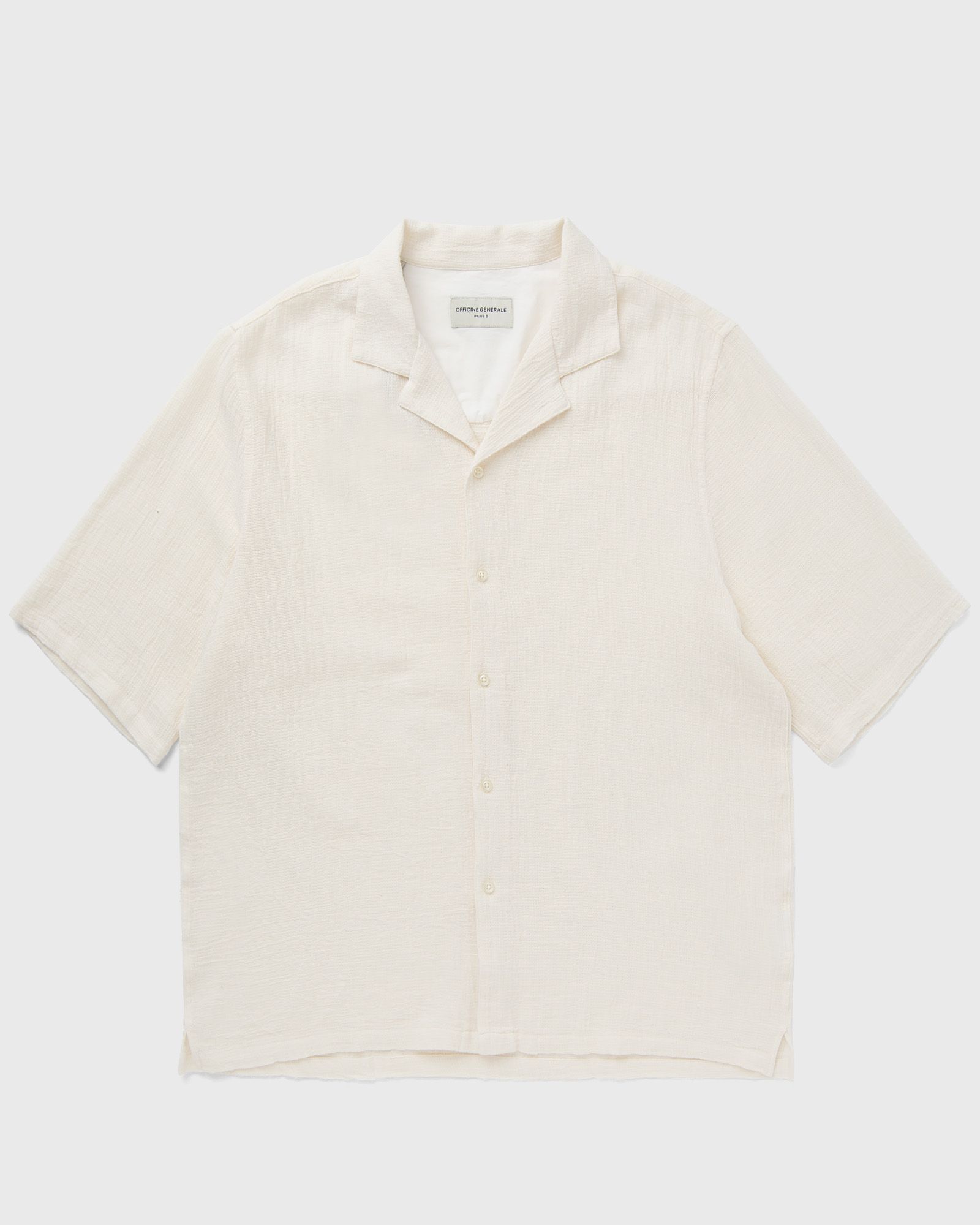 Officine Générale EREN SS CO TXTRED LENO WEAVE men Shortsleeves beige in Größe:M von Officine Générale