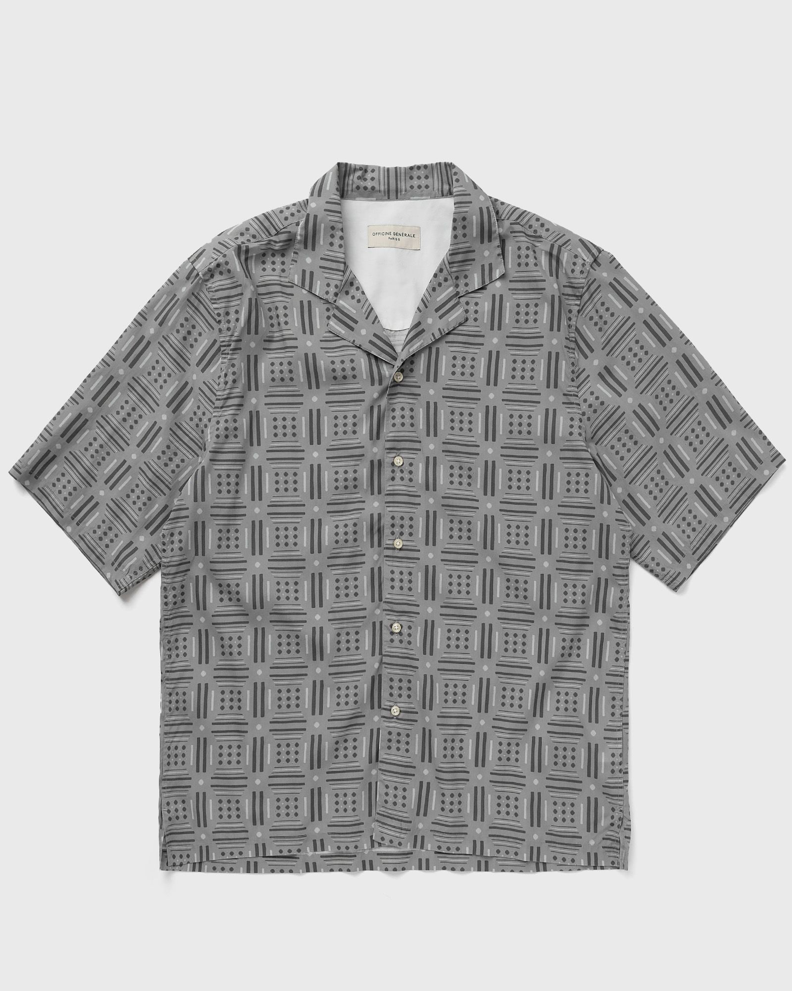 Officine Générale EREN SS ITL CLY CO GEOME PRINT SHIRT men Shortsleeves grey in Größe:L von Officine Générale