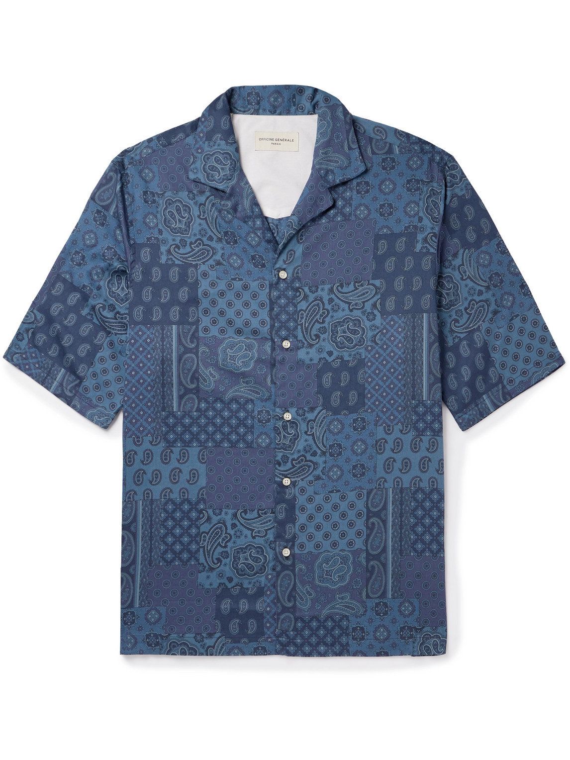 Officine Générale - Eren Camp-Collar Bandana-Print Cotton-Poplin Shirt - Men - Blue - L von Officine Générale
