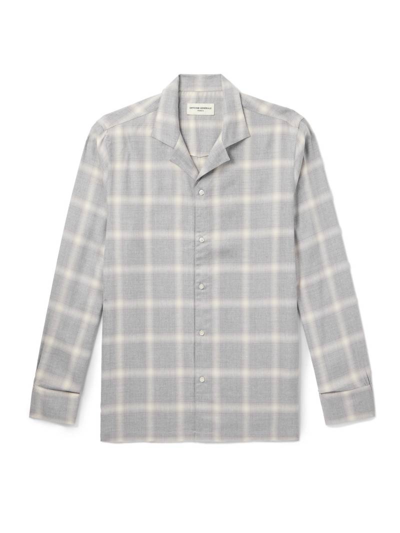 Officine Générale - Eren Camp-Collar Checked Ramie Shirt - Men - Gray - XS von Officine Générale