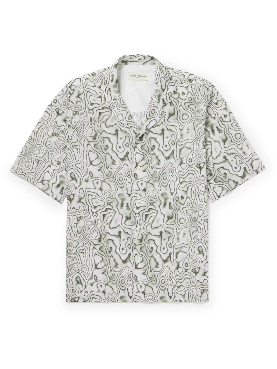 Officine Générale - Eren Camp-Collar Printed Cotton-Poplin Shirt - Men - Gray - S von Officine Générale
