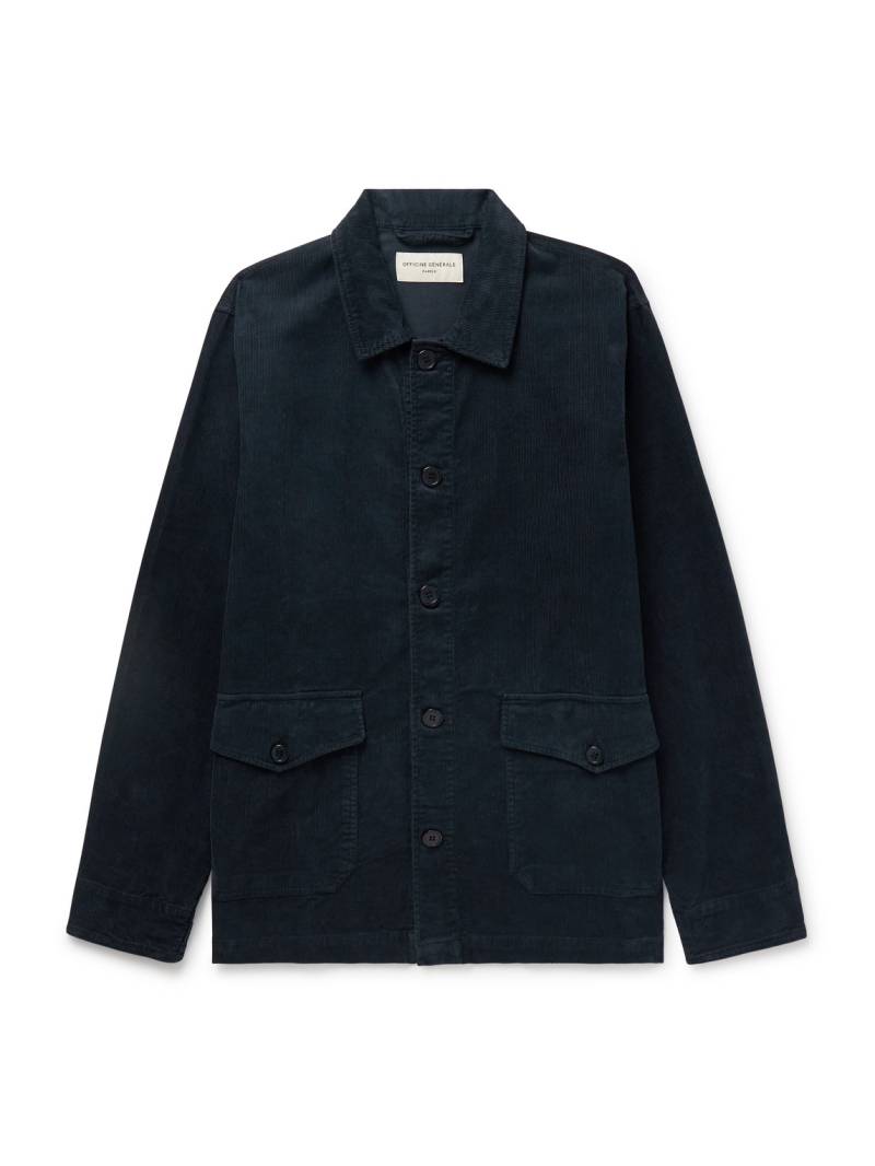 Officine Générale - Ezel Garment-Dyed Cotton-Blend Corduroy Overshirt - Men - Blue - XL von Officine Générale