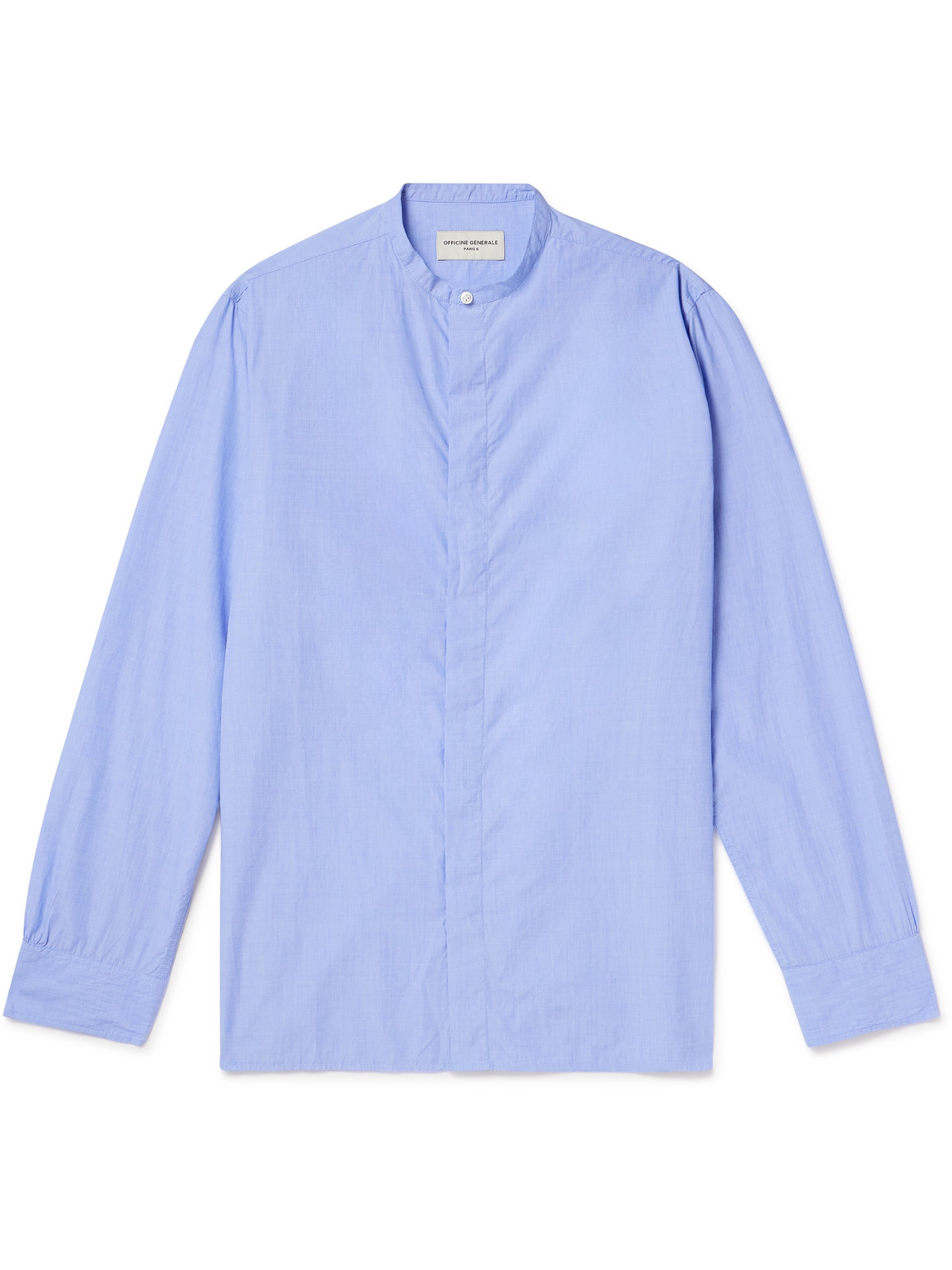 Officine Générale - Gaston Grandad-Collar End-On-End Cotton Shirt - Men - Blue - L von Officine Générale