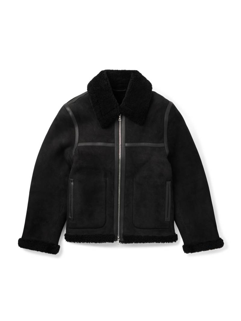 Officine Générale - Isaac Leather-Trimmed Shearling Jacket - Men - Black - L von Officine Générale