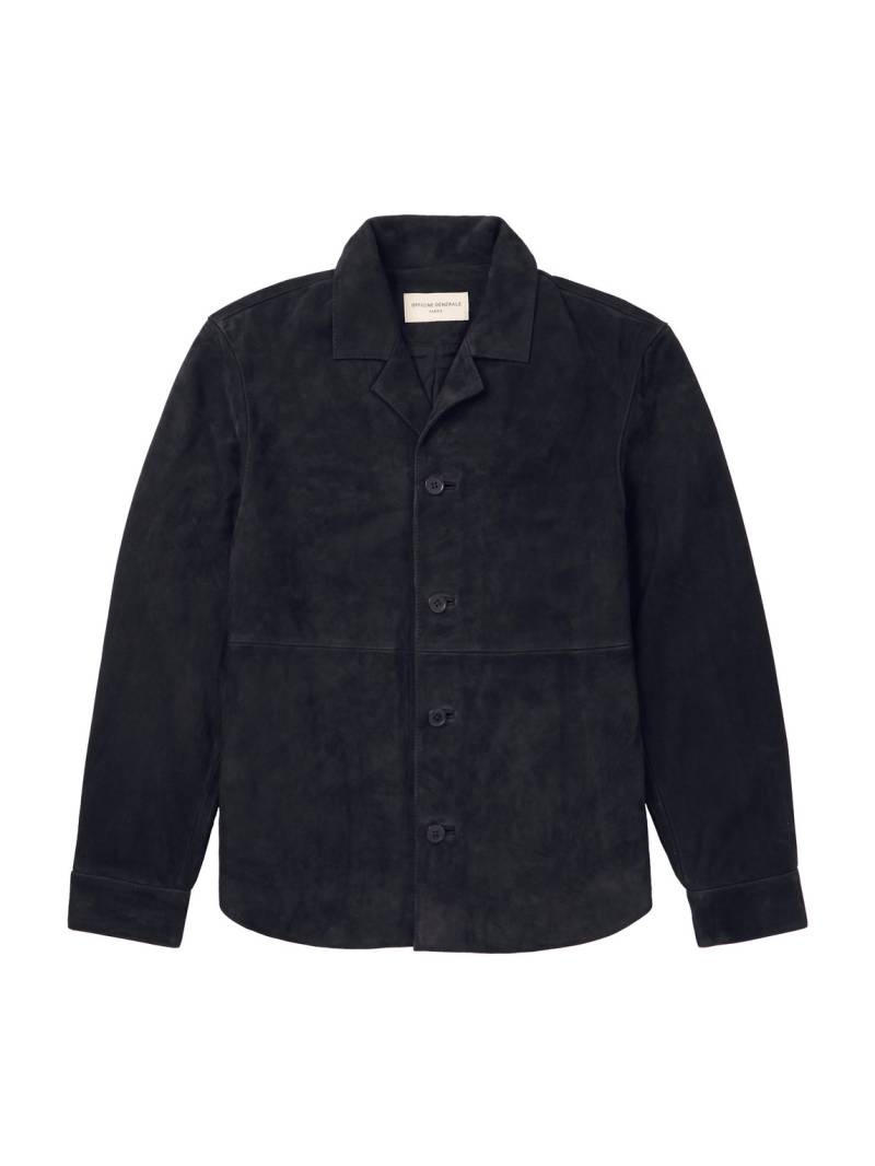 Officine Générale - Julien Camp-Collar Suede Overshirt - Men - Blue - XXL von Officine Générale