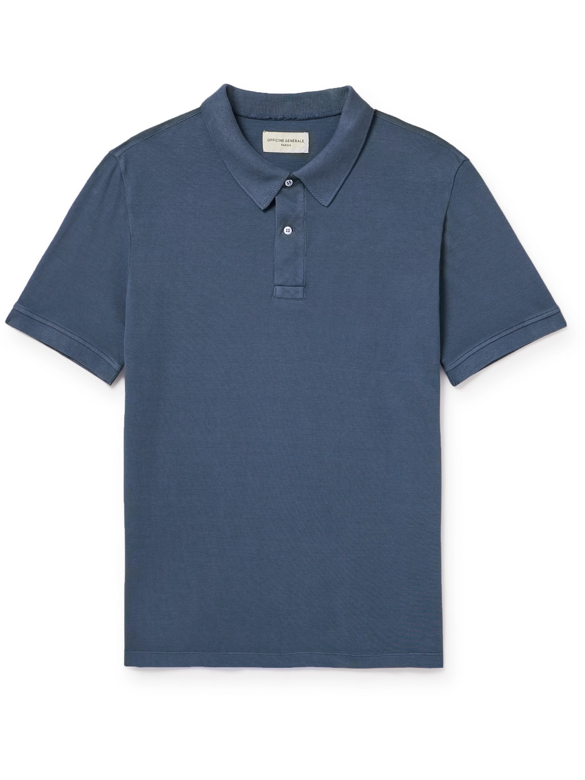 Officine Générale - Larry Garment-Dyed Cotton-Piqué Polo Shirt - Men - Blue - M von Officine Générale