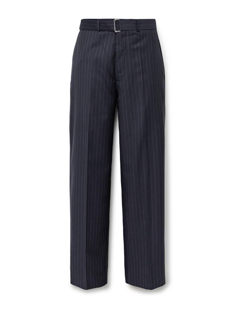 Officine Générale - Nash Wide-Leg Belted Pinstriped Virgin Wool-Twill Suit Trousers - Men - Blue - IT 48 von Officine Générale