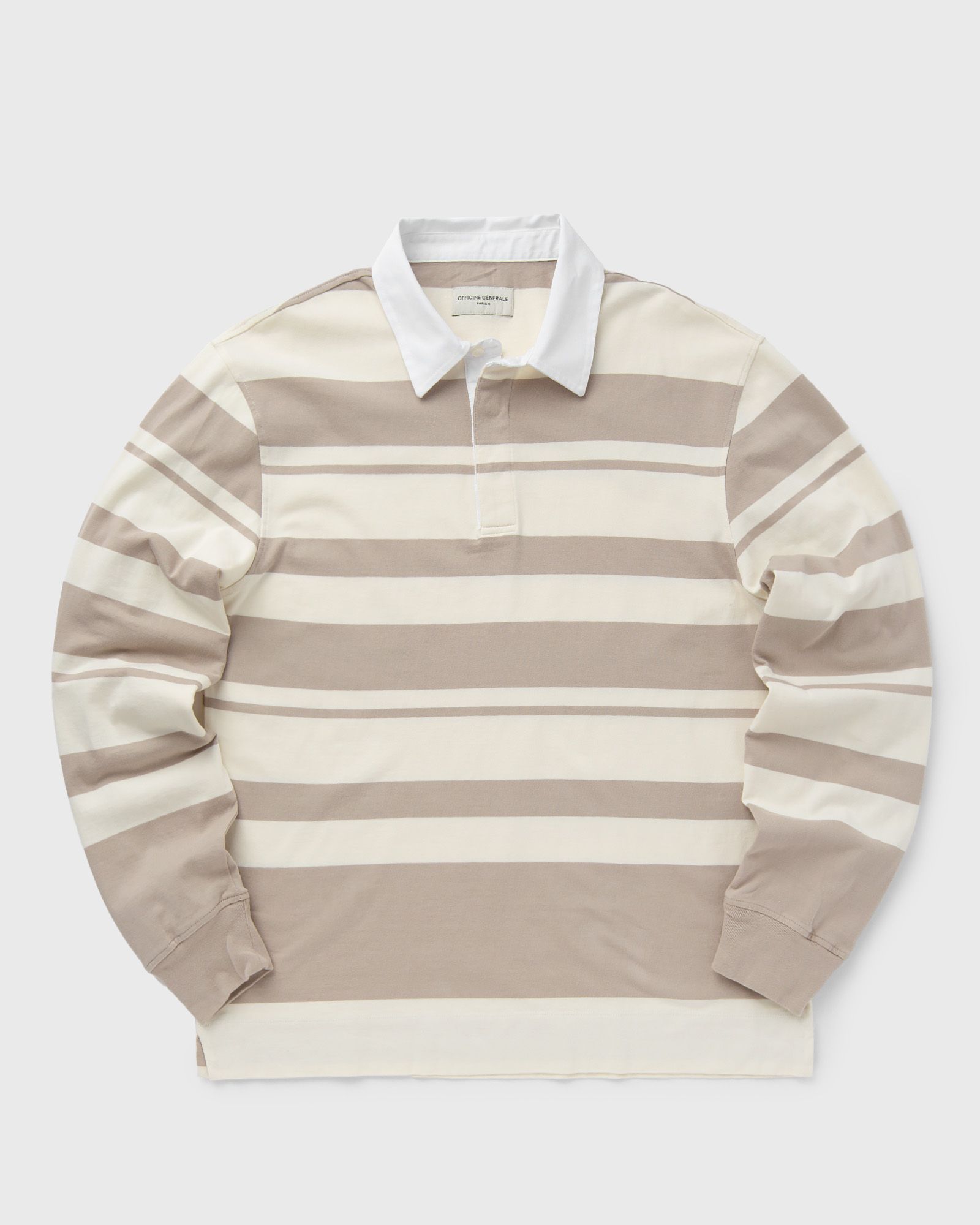 Officine Générale RYKER POLO STRIPED ORGANIC CO men Polos beige in Größe:L von Officine Générale