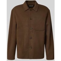 Officine Générale Regular Fit Hemdjacke aus reiner Wolle in Mittelbraun, Größe XL von Officine Générale