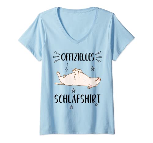 Damen Offizielles Schlafshirt Hund Bullterrier Mama Schlafanzug T-Shirt mit V-Ausschnitt Damen Offizielles Schlafshirt Hund Bullterrier Mama Schlafanzug T-Shirt mit V-Ausschnitt von Offizielles Schlafshirt Hund Bullterrier