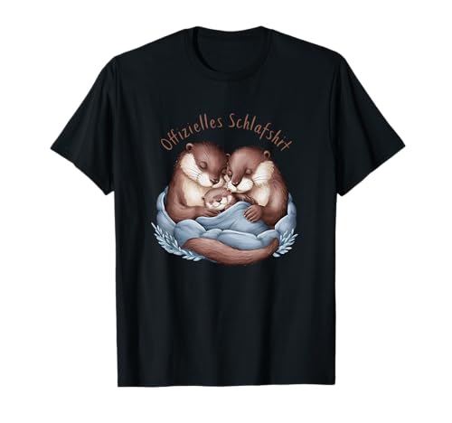 Offizielles Schlafshirt Otter Familie mit Kind Herren Damen T-Shirt von Offizielles Schlafshirt Otter Faulenzer Geschenke