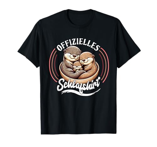 Offizielles Schlafshirt Otter Familie mit Kind Herren Damen T-Shirt von Offizielles Schlafshirt Otter Faulenzer Geschenke