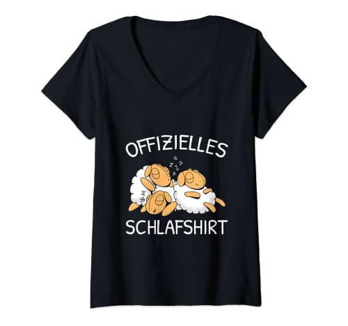 Damen Offizielles Schlafshirt Schaf Landwirt Pyjama Schlafanzug T-Shirt mit V-Ausschnitt von Offizielles Schlafshirt Schaf Geschenke