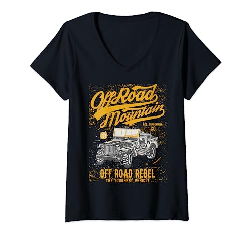 Damen Offroad Geländewagen Adventures T-Shirt mit V-Ausschnitt Damen Offroad Geländewagen Adventures T-Shirt mit V-Ausschnitt von Offroad Geländewagen Adventures