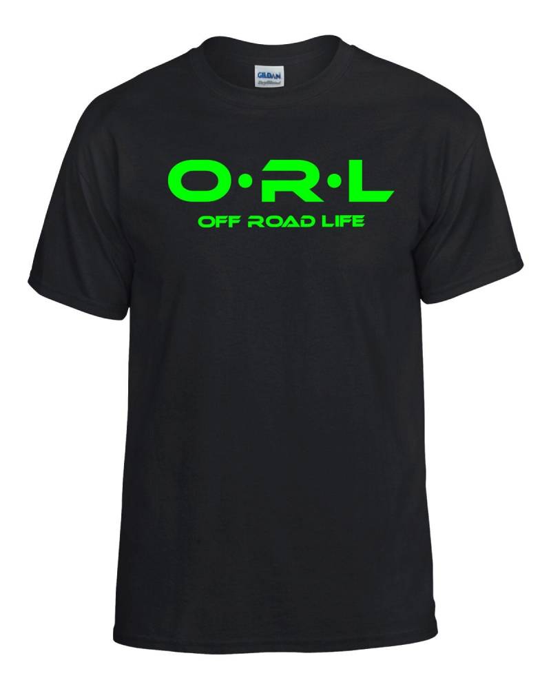 Off Road Life, Erwachsene Shirt, Schwarz, Neon Grün, Ol3588 von OffroadLife