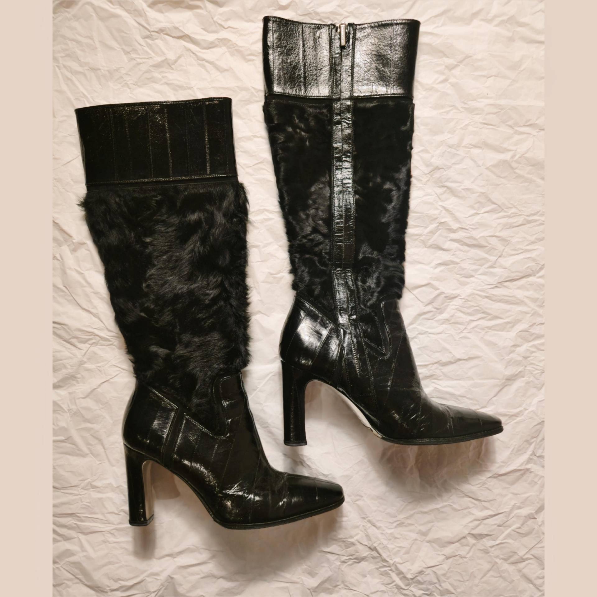 Dolce & Gabbana Schwarze Stiefel Mit Absatz - Noir Romance Edition | Webpelz Ledertraum Größe 37 von Oflaceandsoil