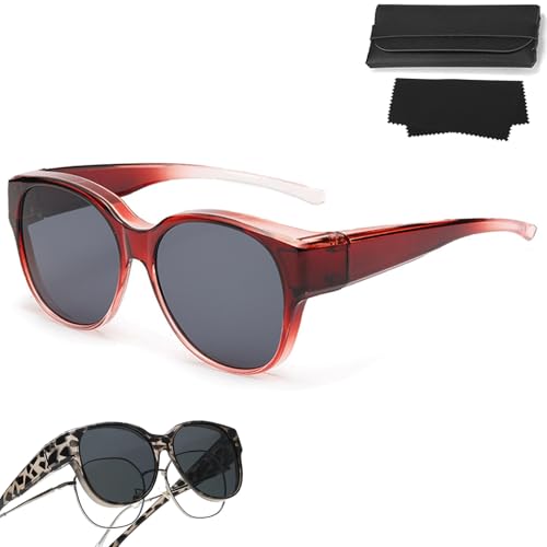 2025 New Oversized Cat Eye Sunglasses Polarized UV400 Protection Myopia-friendly, Sunglasses Fit Over Glasses (Gradient red) von Oforest