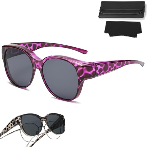 2025 New Oversized Cat Eye Sunglasses Polarized UV400 Protection Myopia-friendly, Sunglasses Fit Over Glasses (Purple tortoiseshell) von Oforest