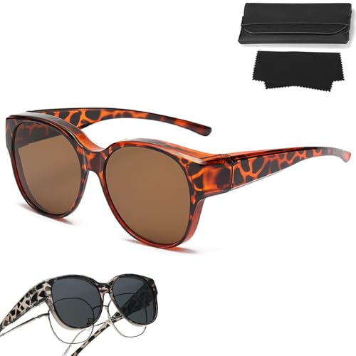 2025 New Oversized Cat Eye Sunglasses Polarized UV400 Protection Myopia-friendly, Sunglasses Fit Over Glasses (Tan tortoiseshell) von Oforest