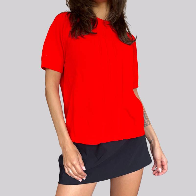 Vintage 60Er/70Er Strick Shirt Kurzarm Rot Acryl Baumwolle Strickmuster von OftimespastvintageAT