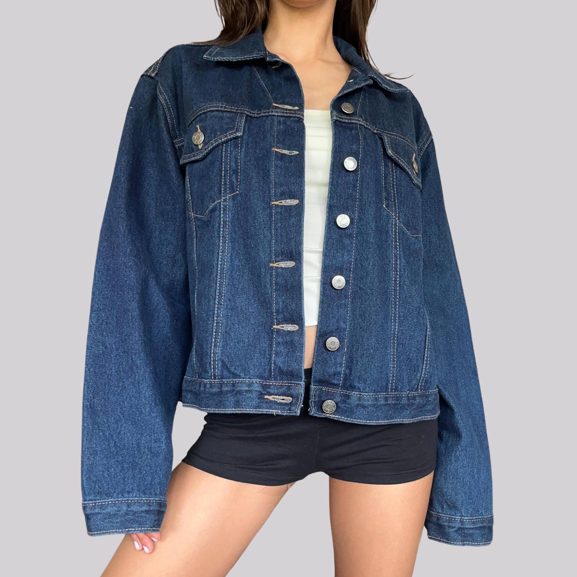 Vintage 90Er/Y2K Jeansjacke Navy Blau M Baumwolle Denim Oversize Wide Fit Vintage 90Er/Y2K Jeansjacke Navy Blau M Baumwolle Denim Oversize Wide Fit von OftimespastvintageAT