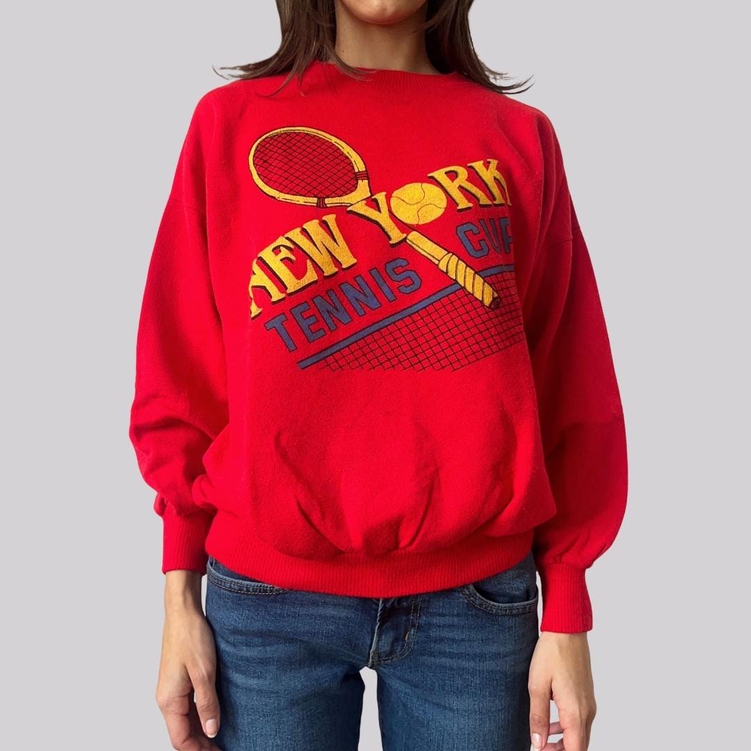 Vintage 90Er Sweatshirt/Rot Blau Gelb Grafik Baumwolle Xxs Xs von OftimespastvintageAT