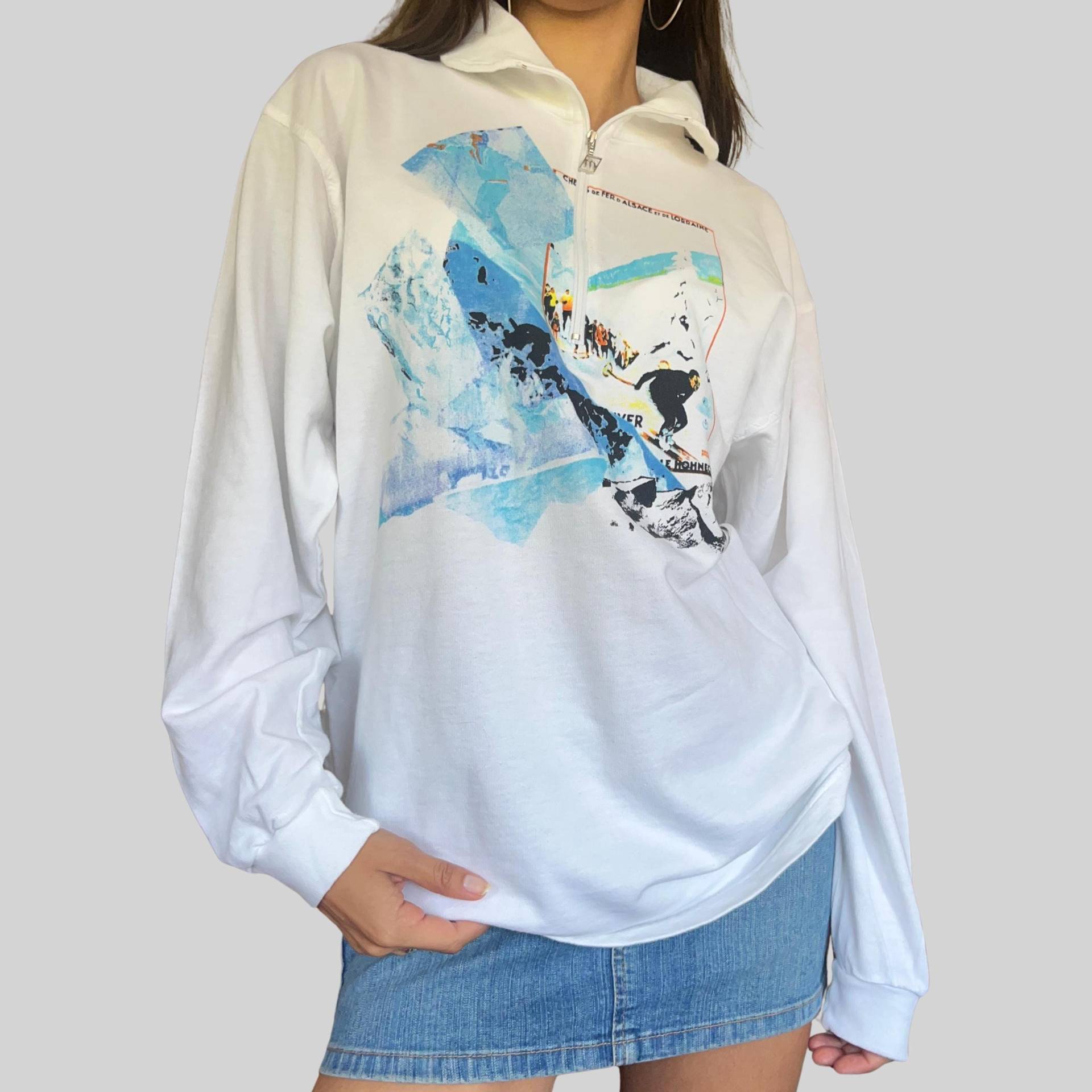 Vintage 90Er Sweatshirt/Weiß M Größe 40 Motiv Grafik Langarm Shirt Baumwolle Vintage 90Er Sweatshirt/Weiß M Größe 40 Motiv Grafik Langarm Shirt Baumwolle von OftimespastvintageAT