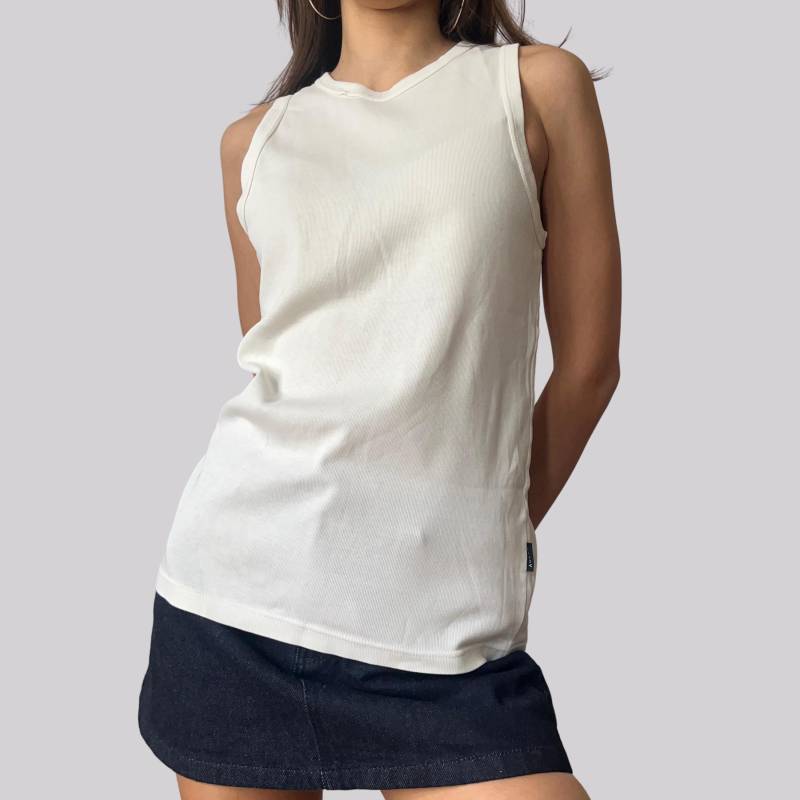 Vintage 90Er Top Baumwolle/Basic Weiß Creme M Rocky Tanktop von OftimespastvintageAT