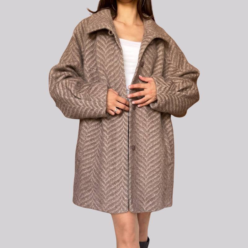 Vintage Mantel Wolle Und Mohair/Beige Größe 46 Xl Oversize Wollmantel von OftimespastvintageAT