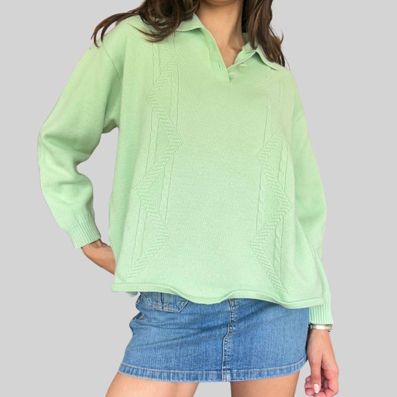 Vintage Strickpullover Merinowolle/Mintgrün Xl Strick Sweater Wolle von OftimespastvintageAT