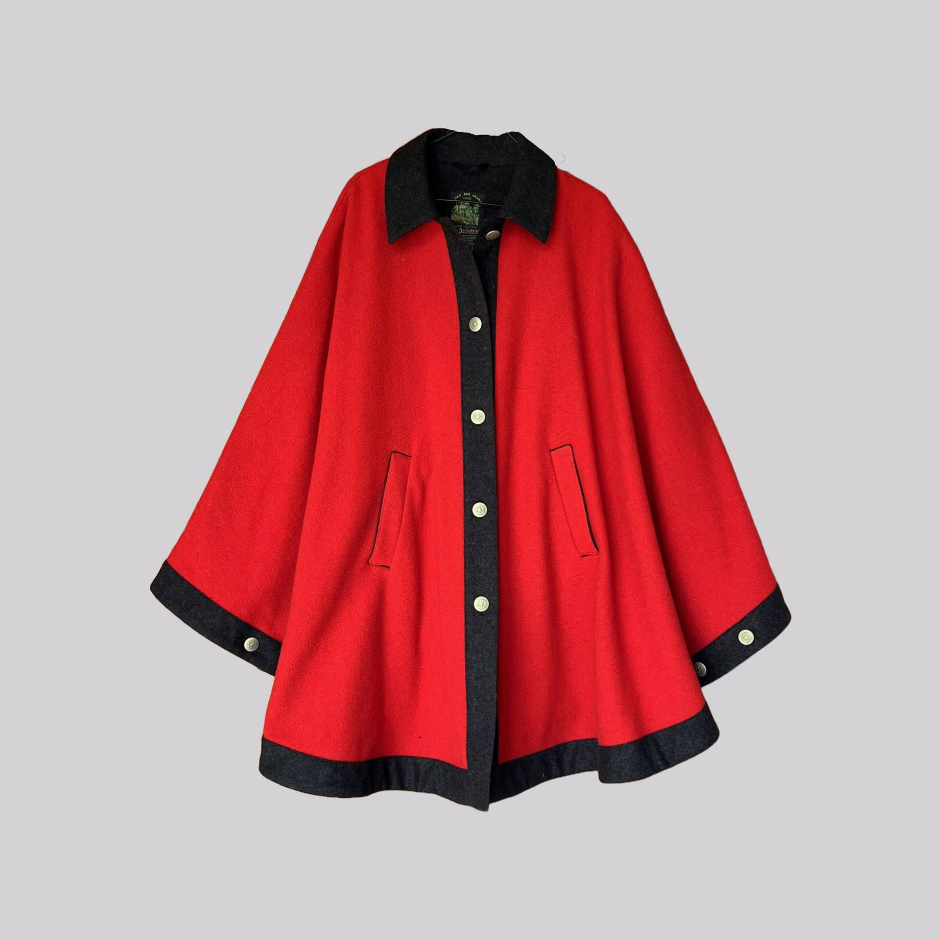 Vintage Woll-Cape Schurwolle/Xl Rot Grau Original Dachstein Tracht Echt Wolle Poncho Vintage Woll-Cape Schurwolle/Xl Rot Grau Original Dachstein Tracht Echt Wolle Poncho von OftimespastvintageAT