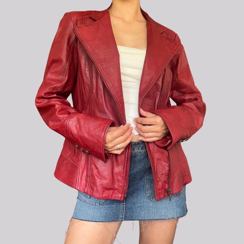 Vintage Y2K Lederjacke Mexx/Rot Größe 38 S M 2000Er Used Look von OftimespastvintageAT