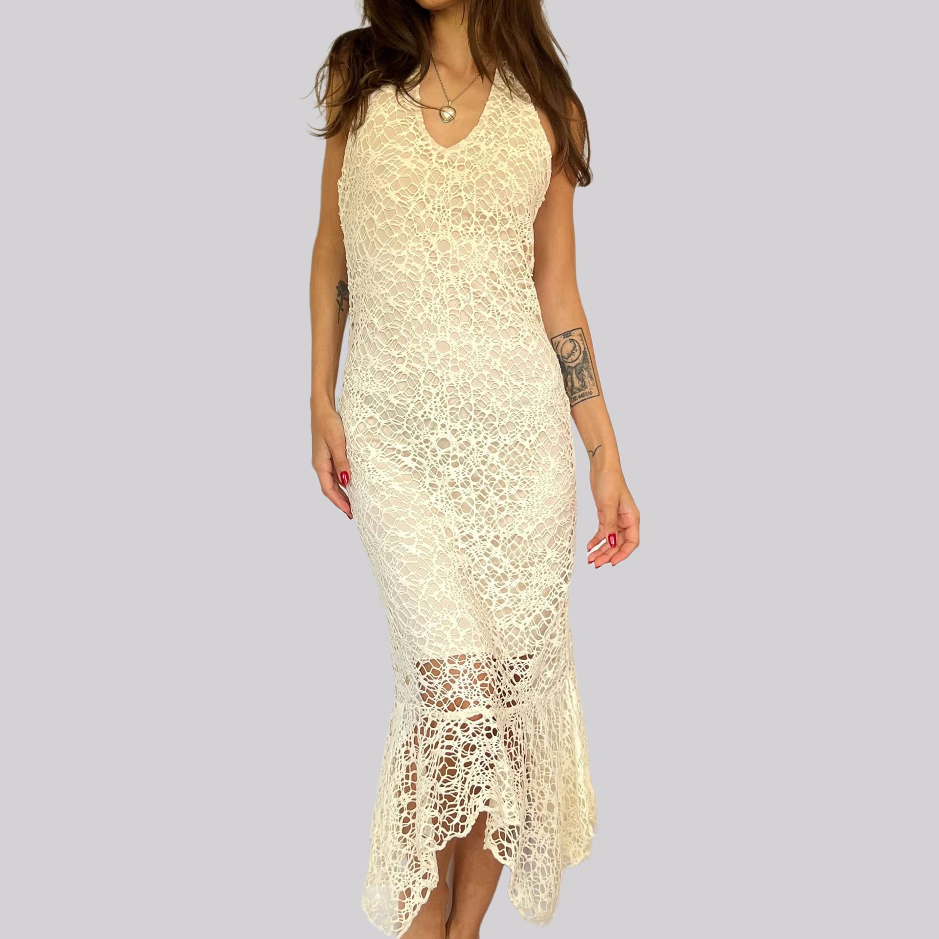 Vintage Y2K Maxi Neckholderkleid Lochmuster/Creme S Orsay Vintage Y2K Maxi Neckholderkleid Lochmuster/Creme S Orsay von OftimespastvintageAT