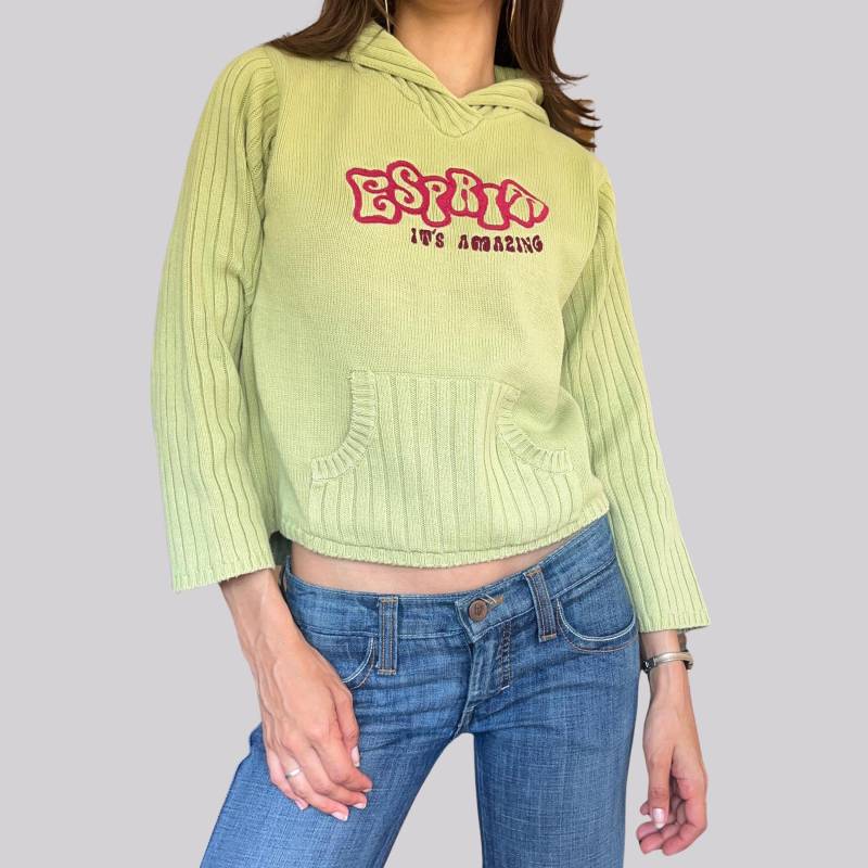 Vintage Y2K Strick Sweater/Strickpullover Esprit Grün Xxs Baumwolle 2000Er von OftimespastvintageAT