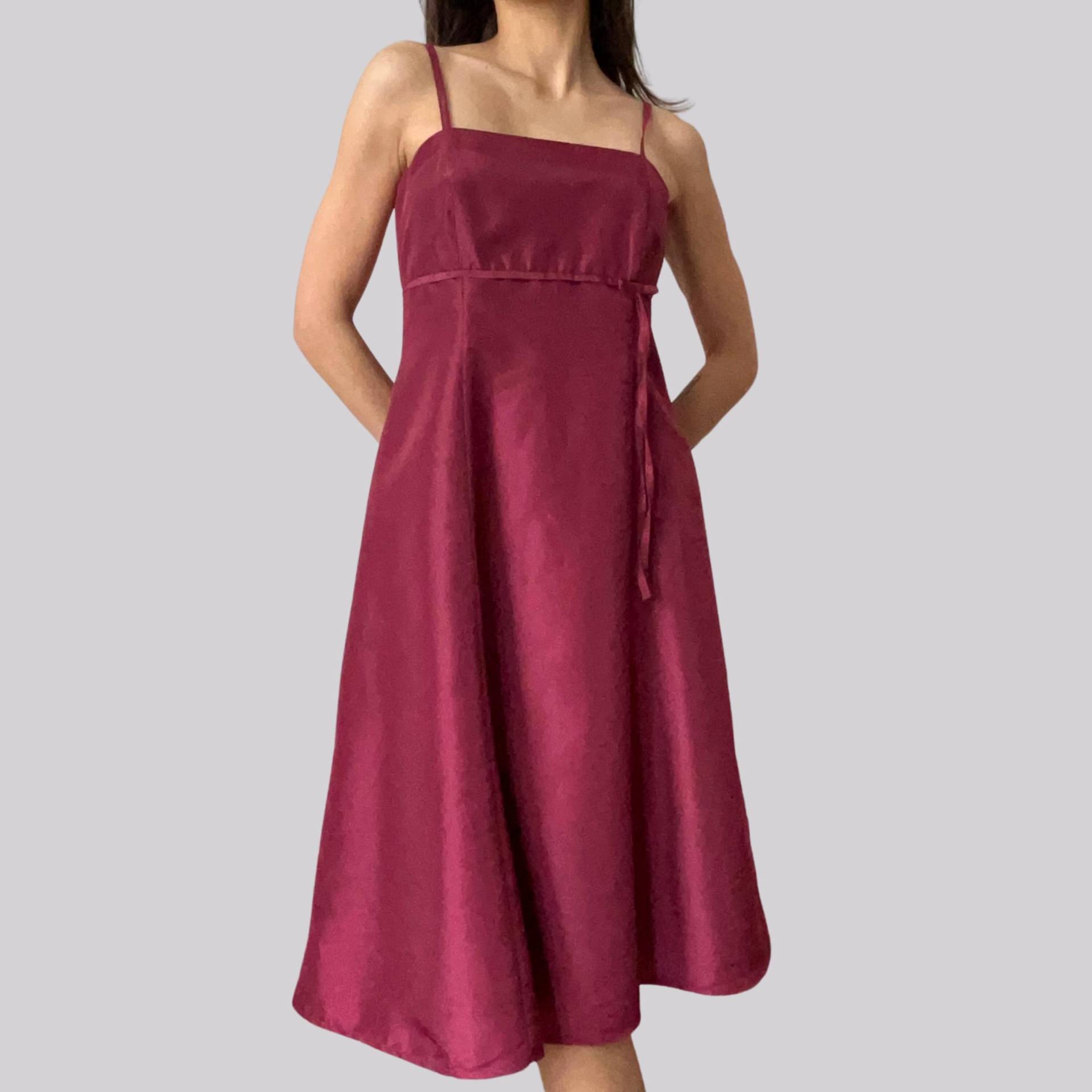 Vintage Y2K Trägerkleid Midi/Burgunderrot Größe 34 Cherry Red Xs 2000Er von OftimespastvintageAT