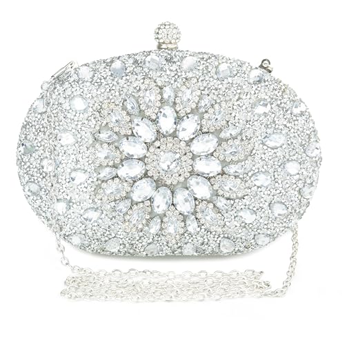 Ofuleo Damen Handtasche Abendtasche Clutch Geldbörse für Hochzeit Party Abschlussball Wochenende Cocktail Homecoming Geschenke für Frauen, silber von Ofuleo