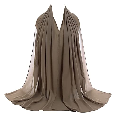 OgLuxe Chiffon-Schal für Damen – Atmungsaktiver, weicher, seidiger Chiffon-Halstuch, durchsichtiger Kopf und Hals-Wickeltuch, leicht, luftig, coffee, One size von OgLuxe