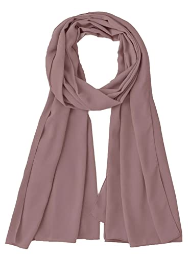 OgLuxe Chiffon-Schal für Damen – atmungsaktiver, weicher, seidiger Chiffon-Halstuch, transparenter Kopf- und Hals-Wickeltuch, leicht, luftiger Damen-Schal, rosa - dusty pink, One size von OgLuxe