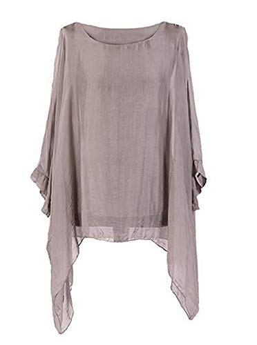 OgLuxe Plus Size Damen Seide Batwing Top Zwei Schichten Bluse, mokka, XX-Large von OgLuxe