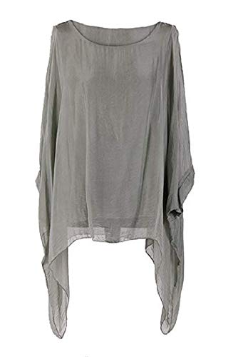 OgLuxe Plus Size Damen Seide Batwing Top Zwei Schichten Bluse, Khaki, XX-Large von OgLuxe